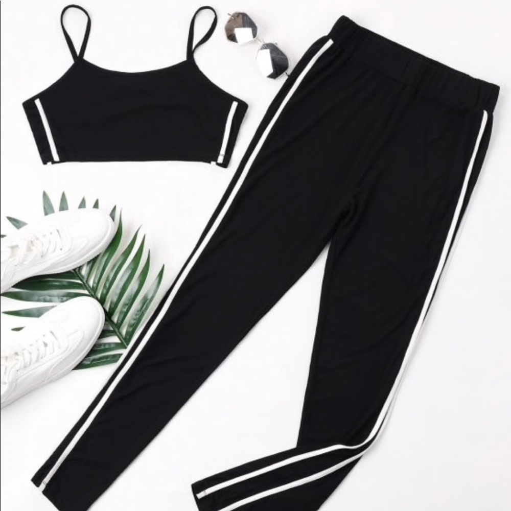 SOLD  Double striped camisole & pants set